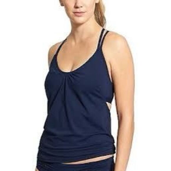 Athleta Hang Loose Tankini Top Dress Blue Size Small - Picture 1 of 8